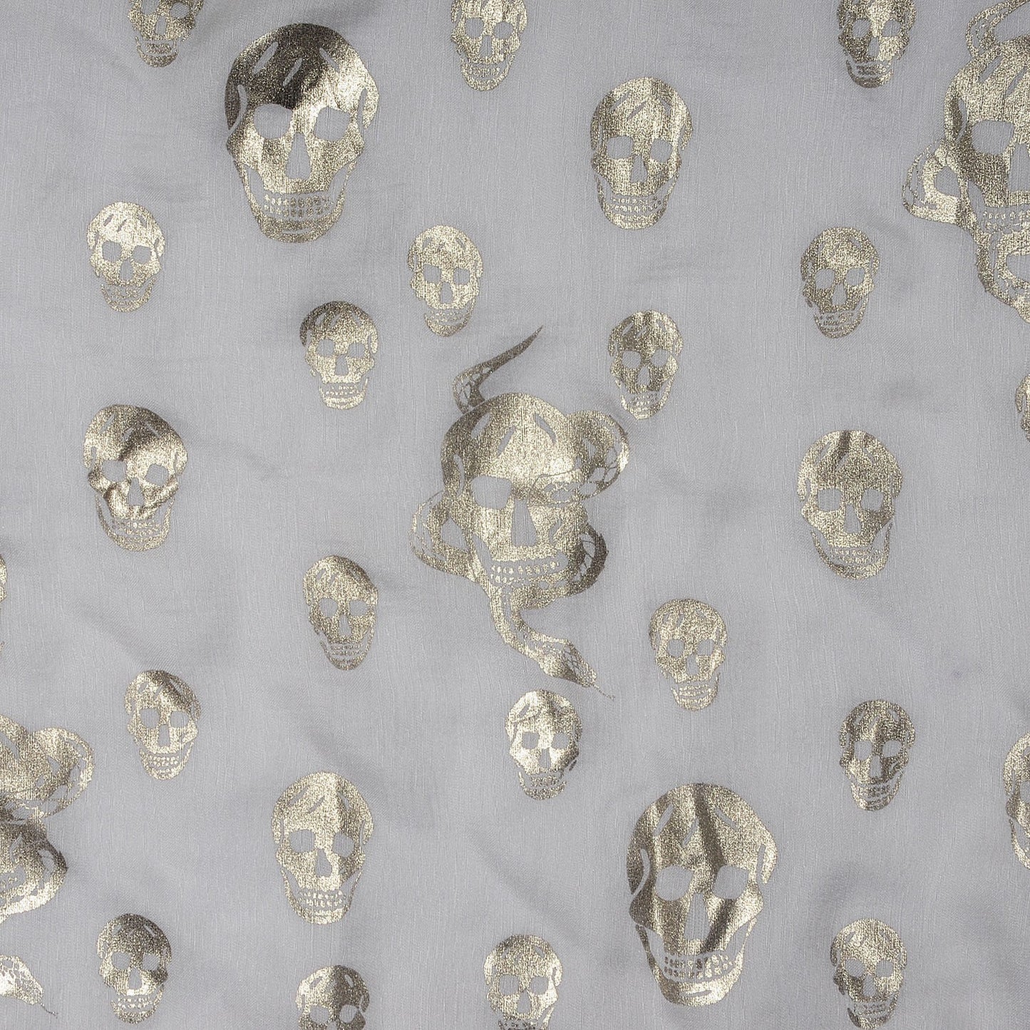 Silk Chiffon Skull Snake Scarf White Silver