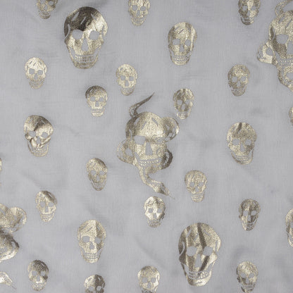Alexander McQueen Silk Chiffon Skull Snake Scarf White Silver 3 of 6