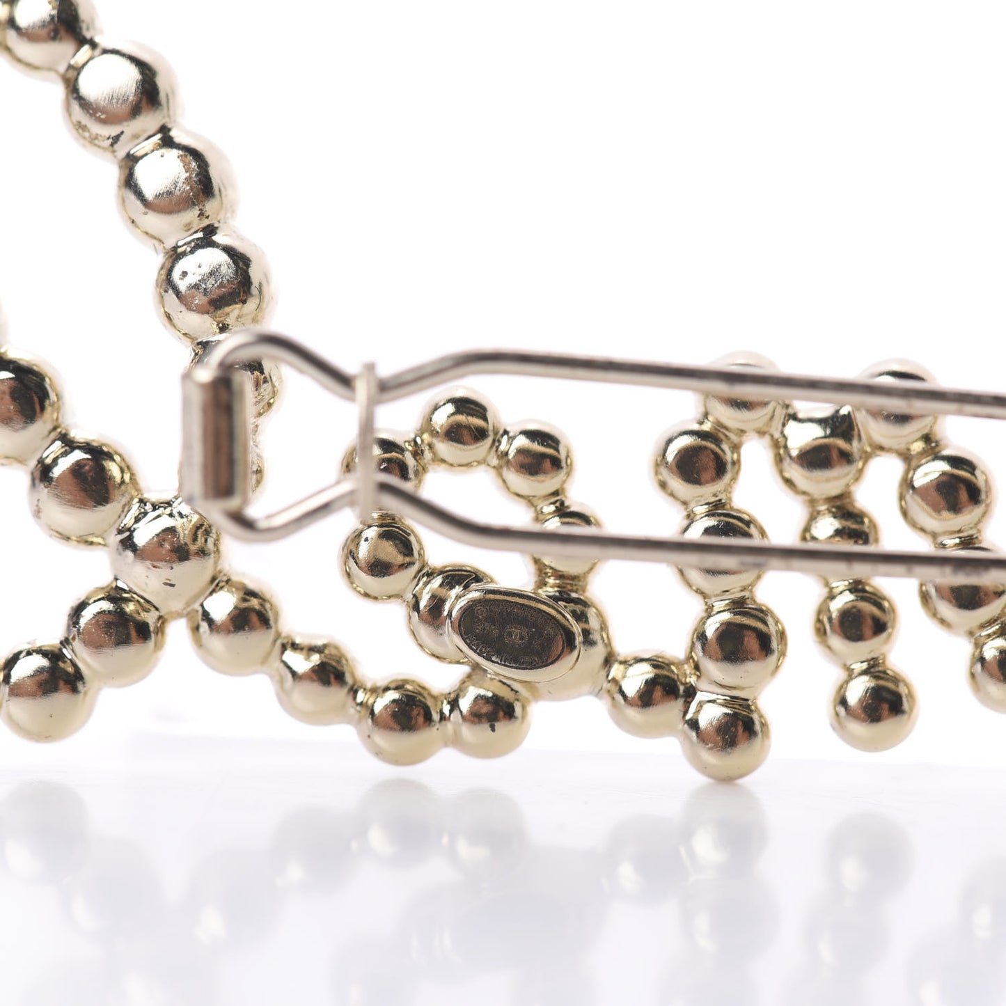 Metal Glass Swirling Pearls Hair Clip Gold