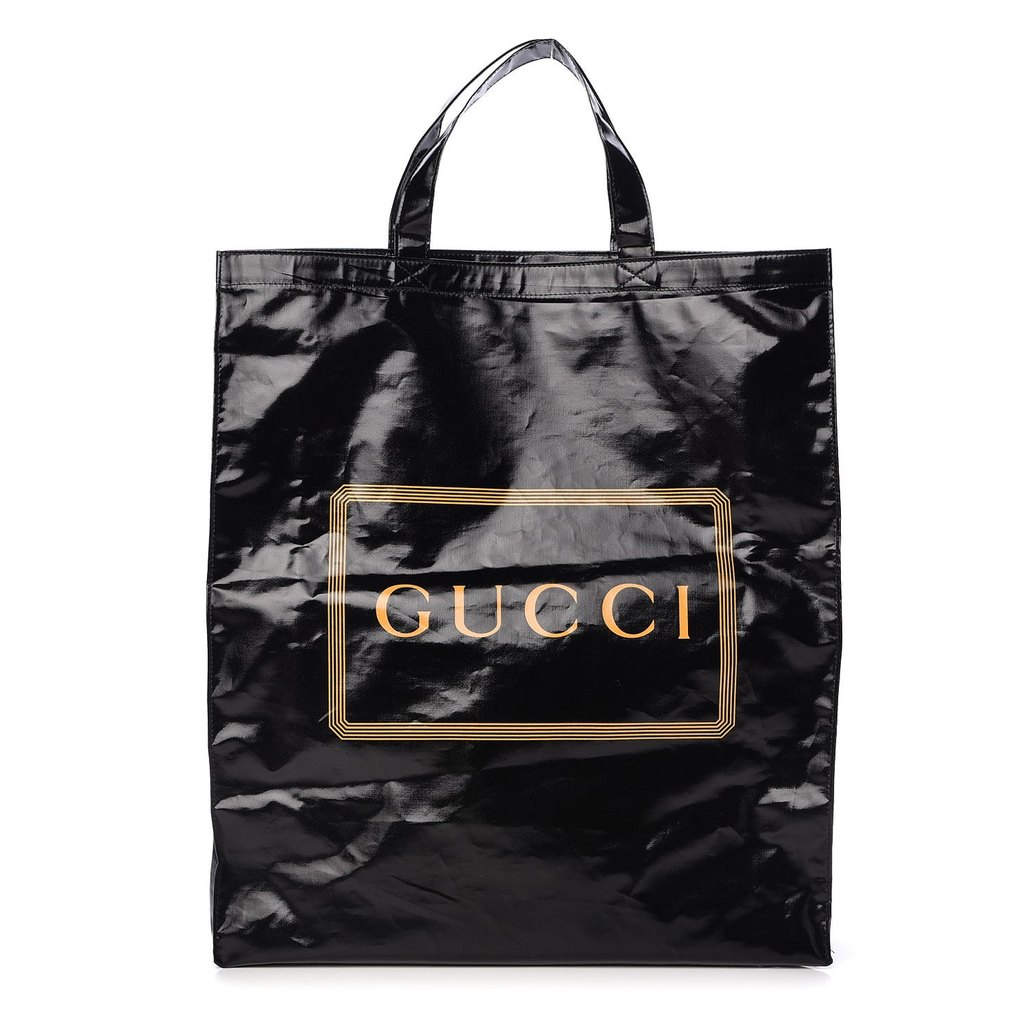 Patent Canvas Frame Logo Vertical Tote Black Crop