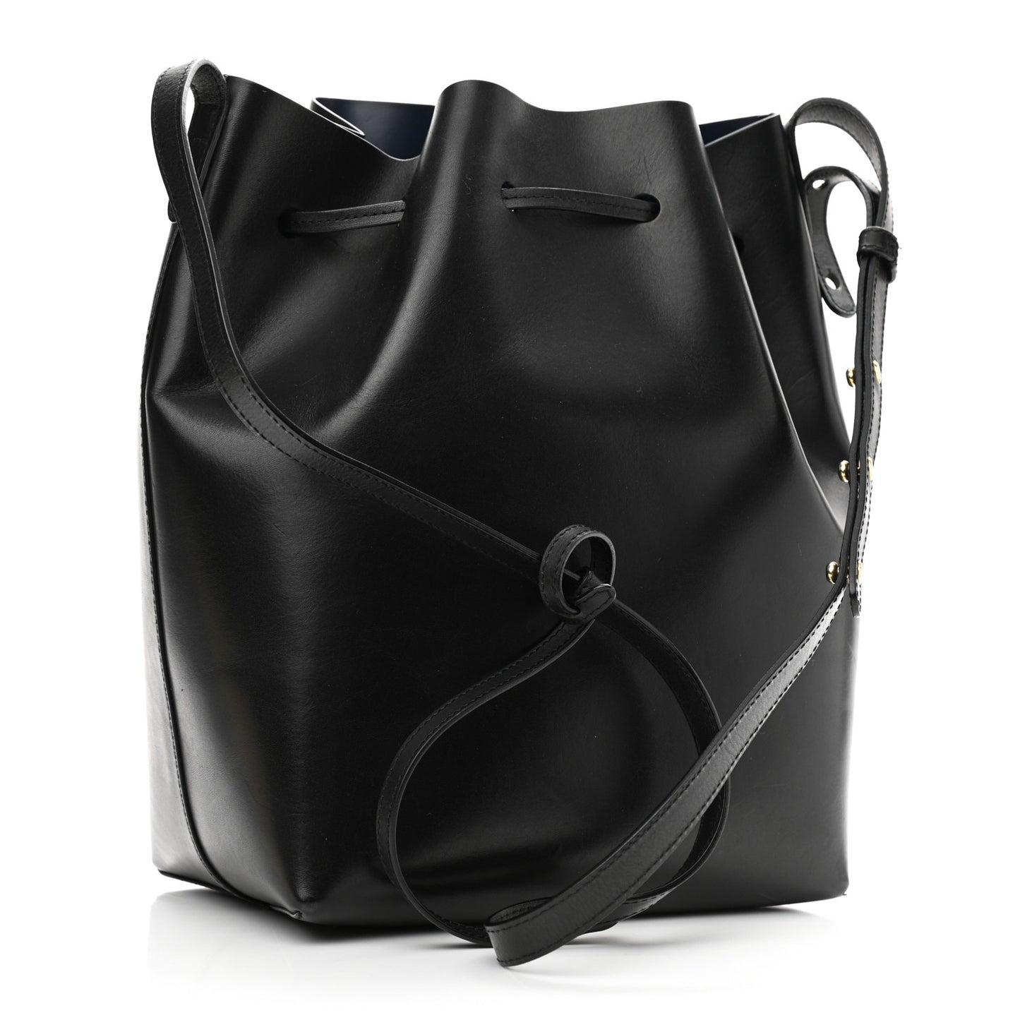 Vegetable Tanned Calfskin Bucket Bag Black Royal
