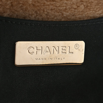 Chanel Shiny Crumpled Sheepskin Shearling Waist Bag Black Beige 6 of 10