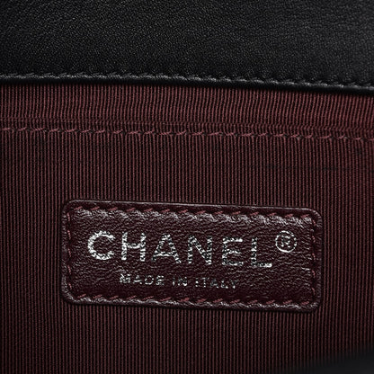 Chanel Calfskin Woven Medium Boy Flap Black White 6 of 7