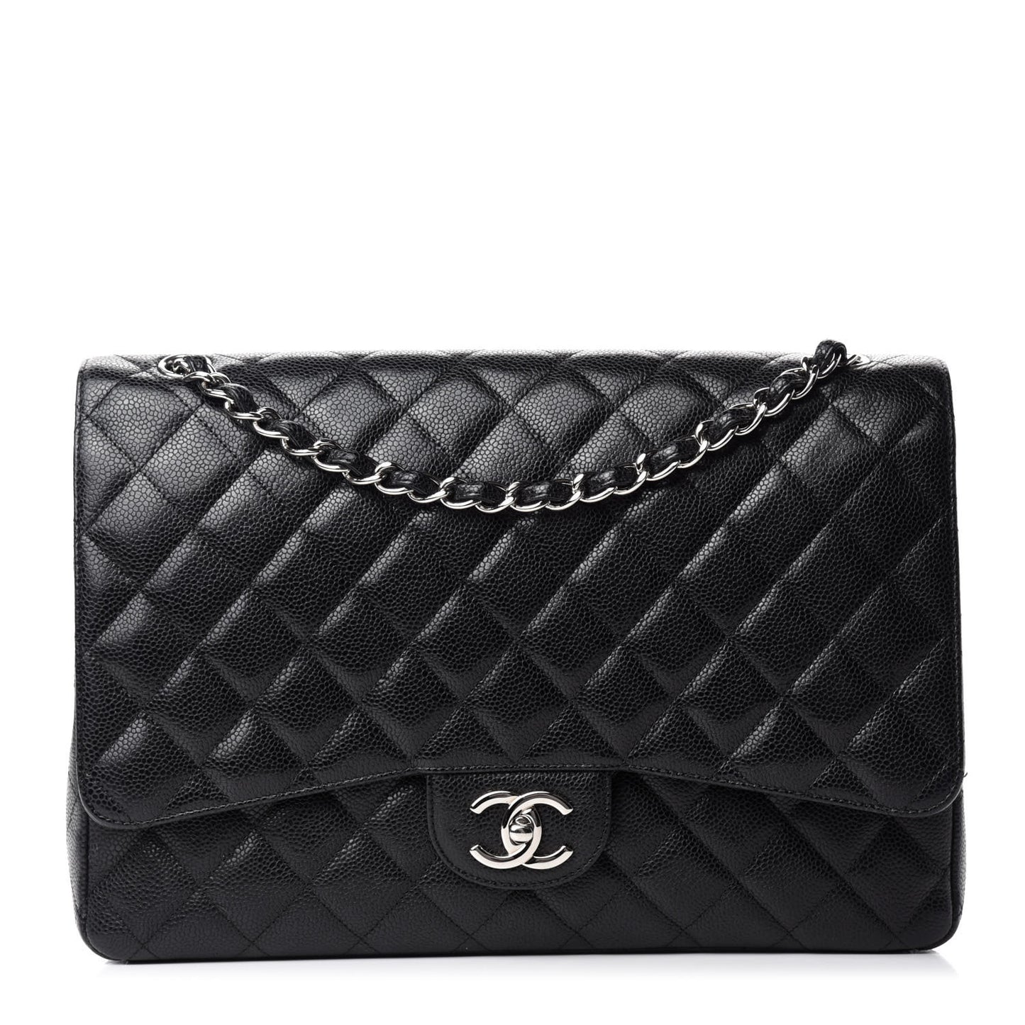 Caviar Quilted Maxi Double Flap Black