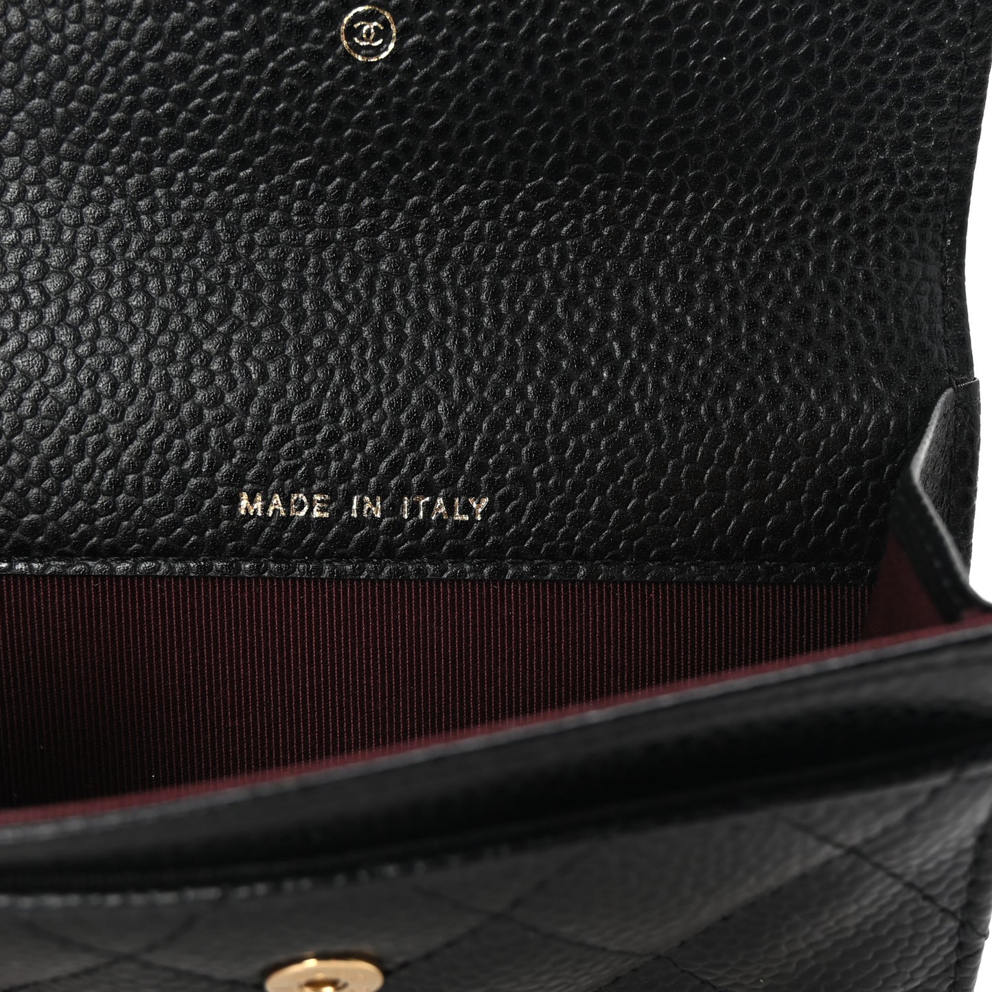 Caviar Quilted Flap Card Holder Black