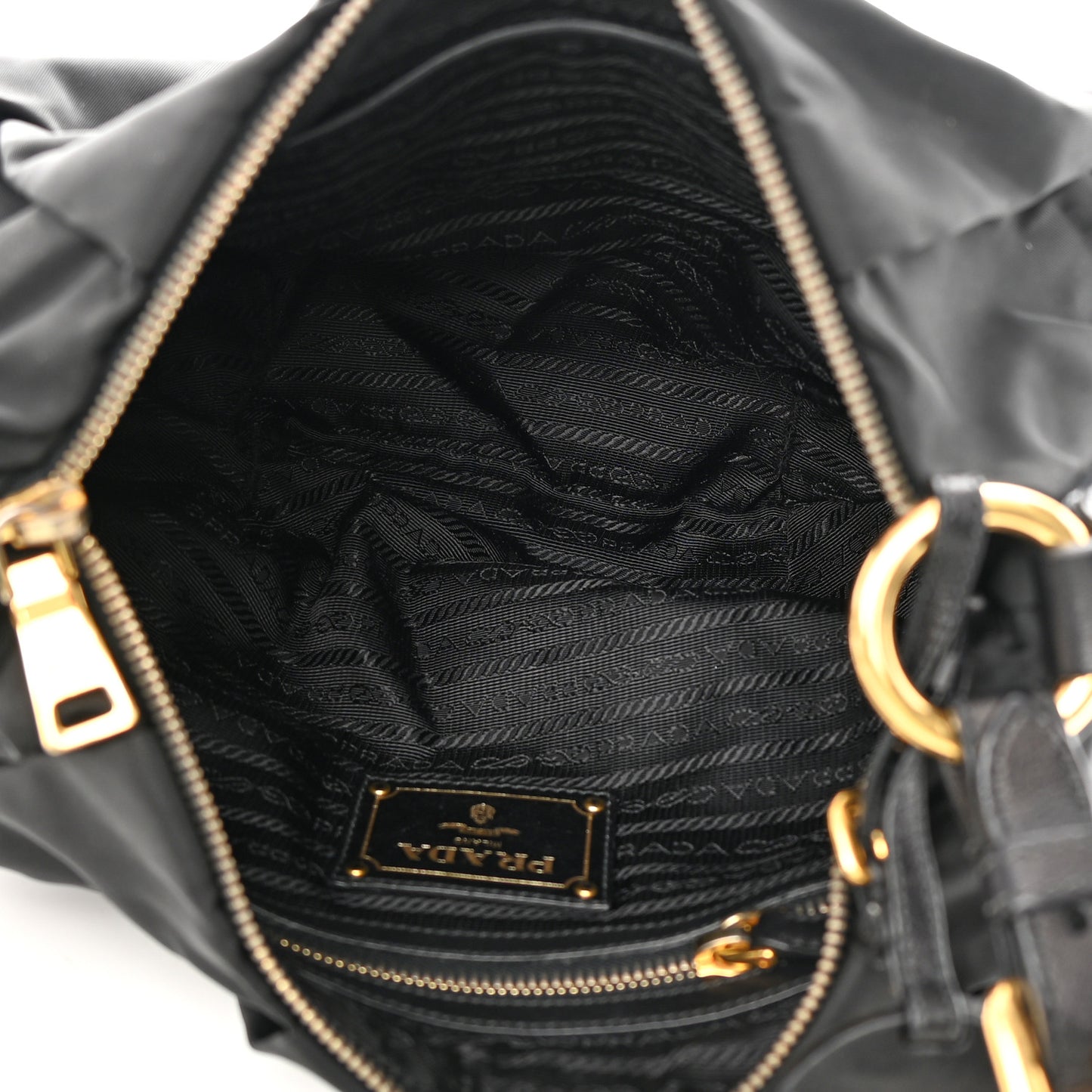 Tessuto Nylon Pleated Shoulder Bag Black