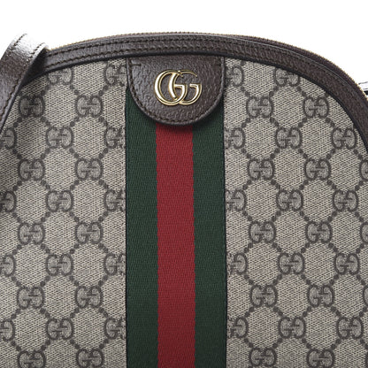 Gucci GG Supreme Monogram Textured Dollar Calfskin Web Small Ophidia Dome Shoulder Bag Beige Ebony New Acero 7 of 9