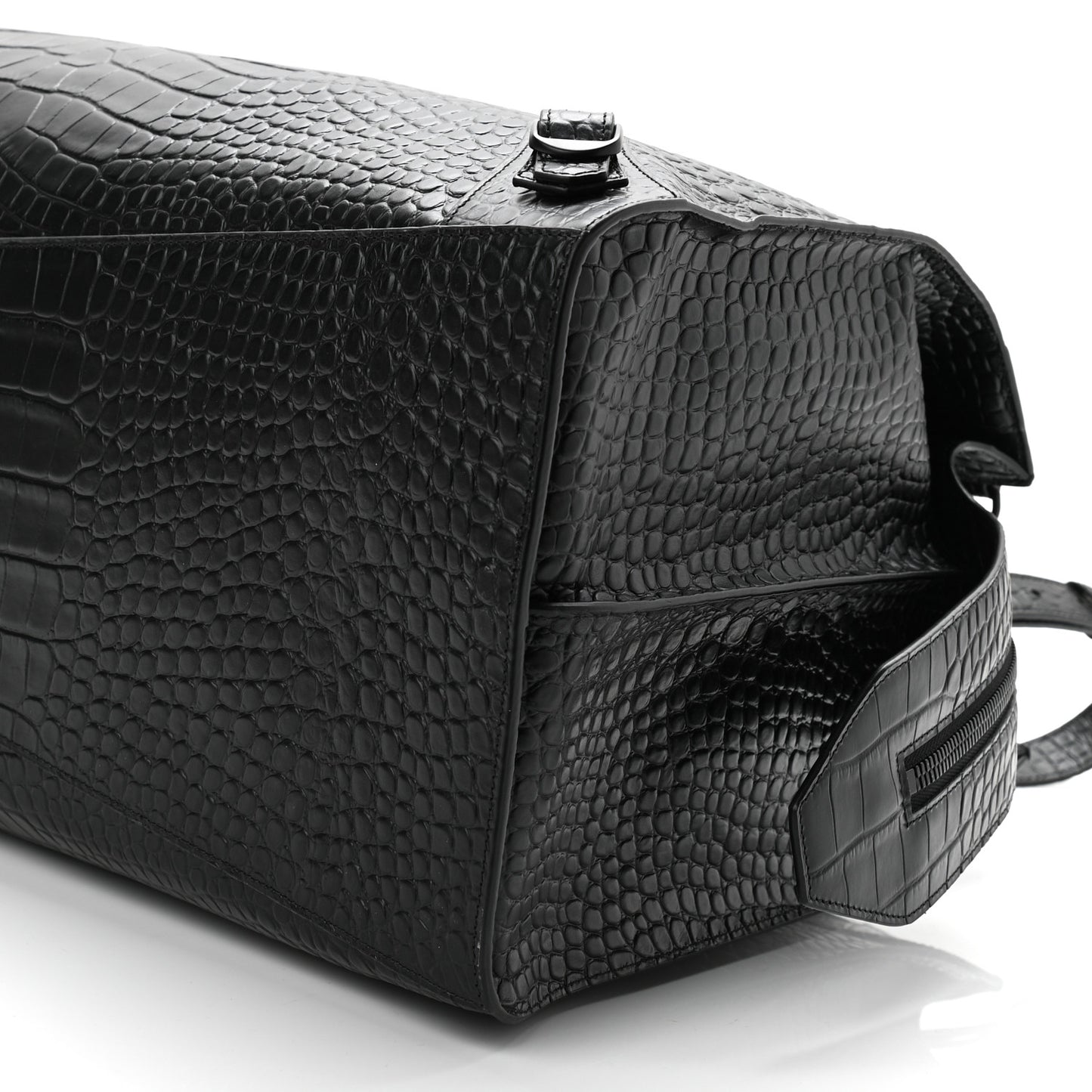 Semi Matte Calfskin Crocodile Embossed Neo Classic Black Hardware Large City Black
