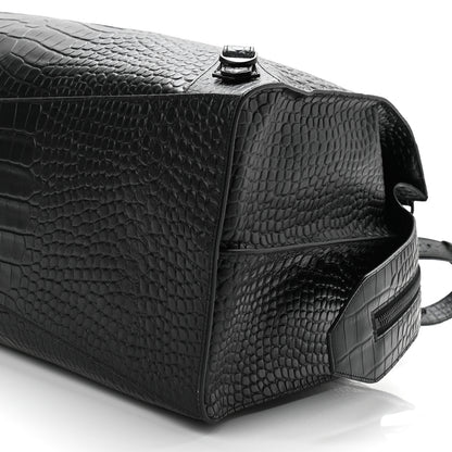Balenciaga Semi Matte Calfskin Crocodile Embossed Neo Classic Black Hardware Large City Black 9 of 10
