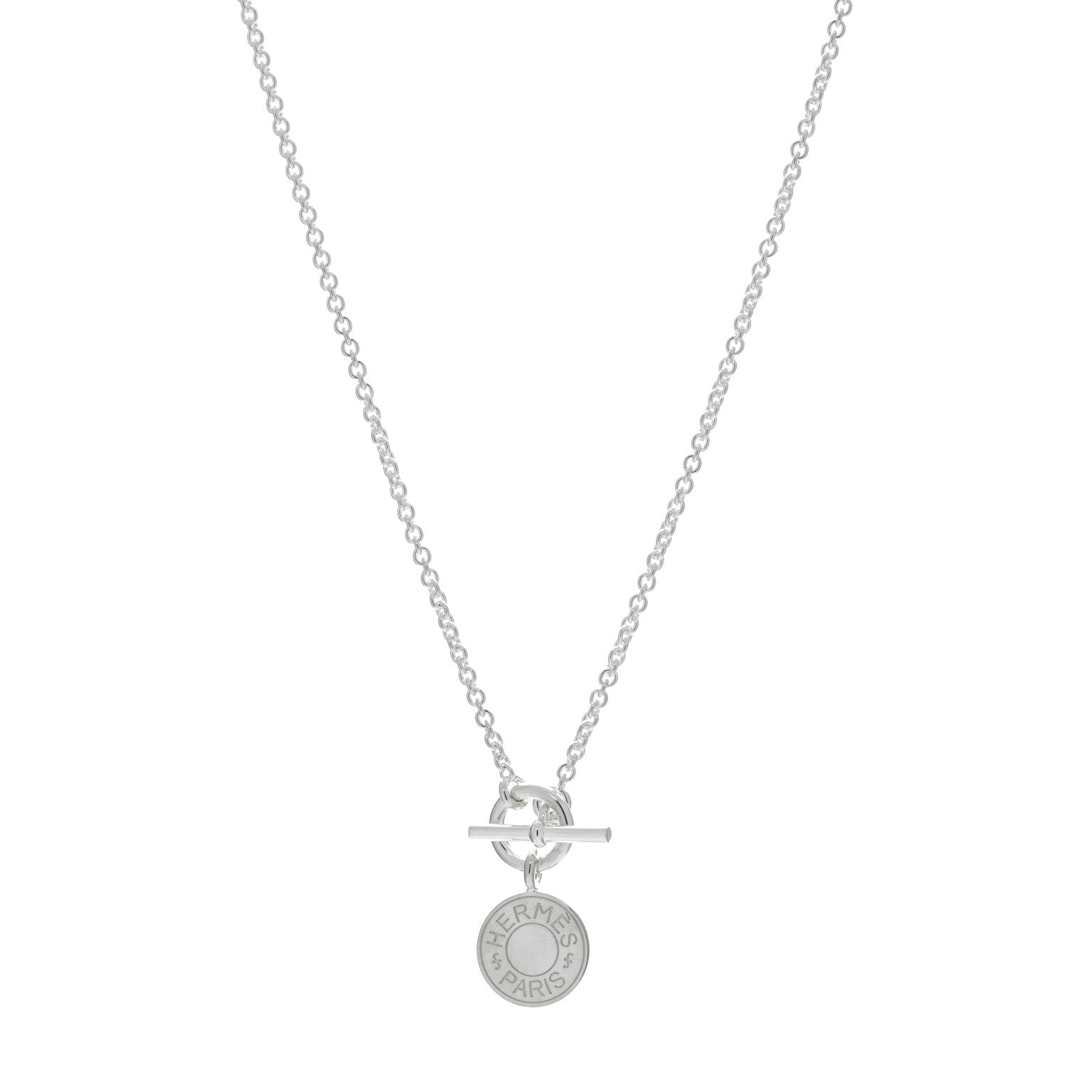 Hermes Sterling Silver Amulettes H Confettis Pendant Necklace 1 of 4