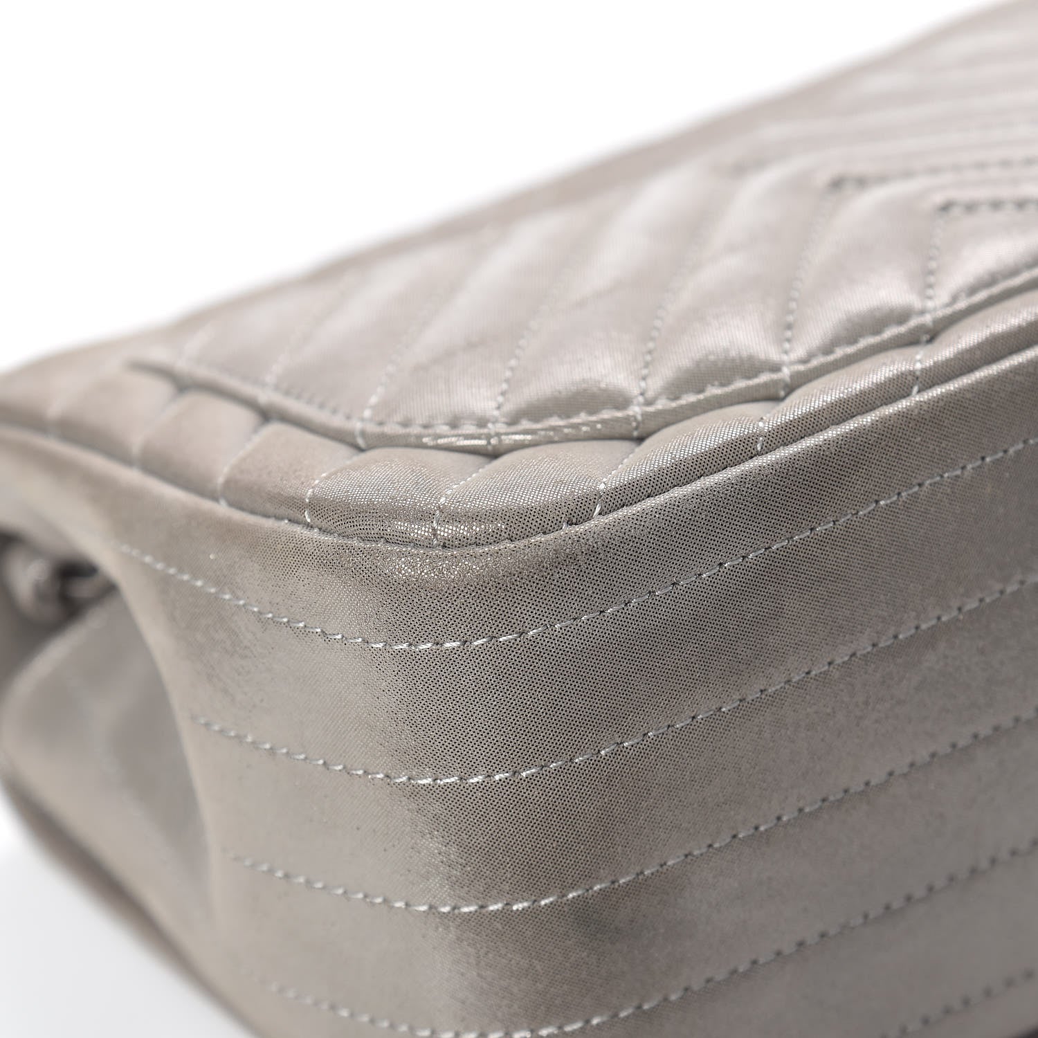 Chanel Iridescent Calfskin Chevron Quilted Mini Square Flap Silver 11 of 12