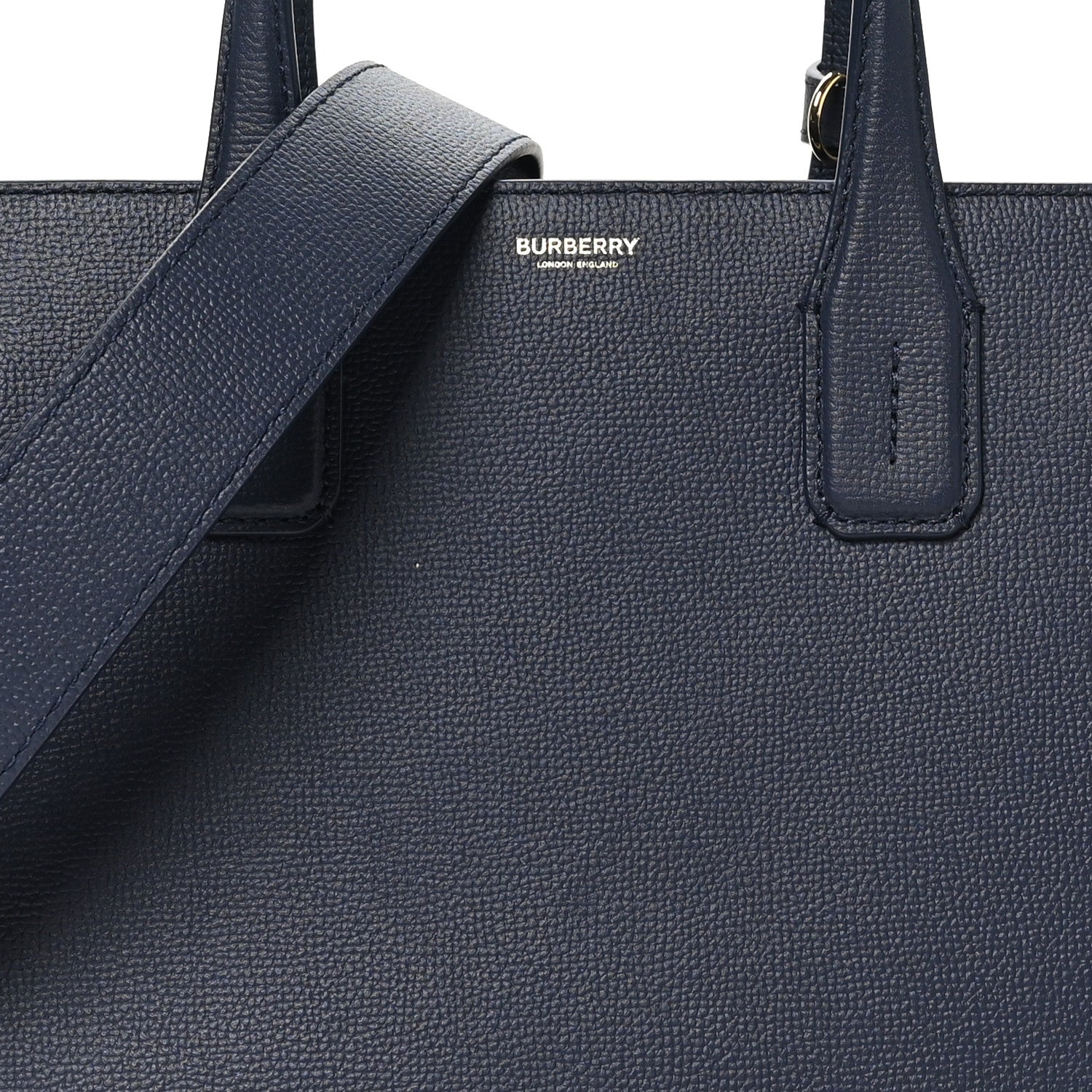 Burberry Derby Calfskin Vintage Check Medium Banner Tote Regency Blue 7 of 9