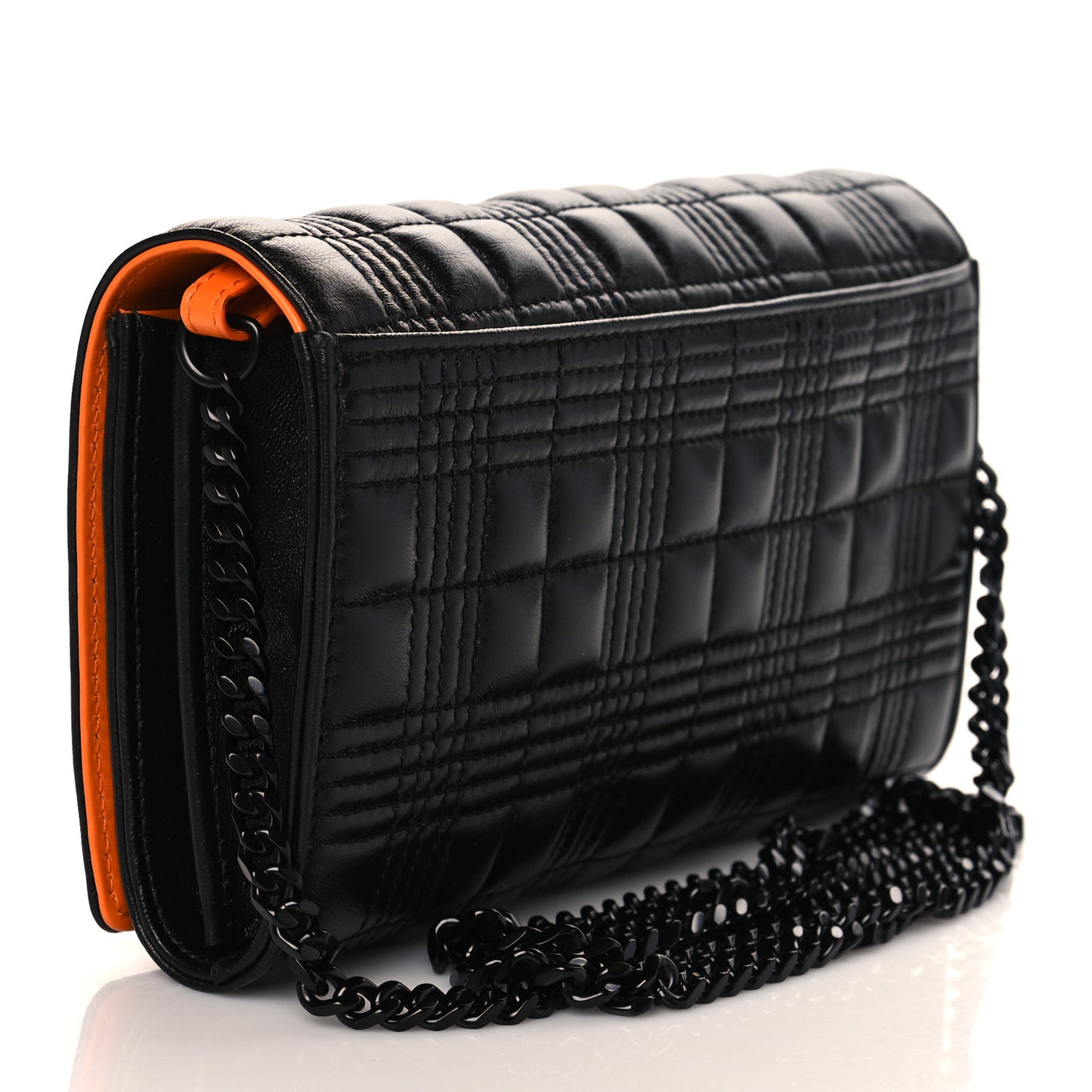 Lambskin Micro Quilted Hannah Wallet On Chain Black