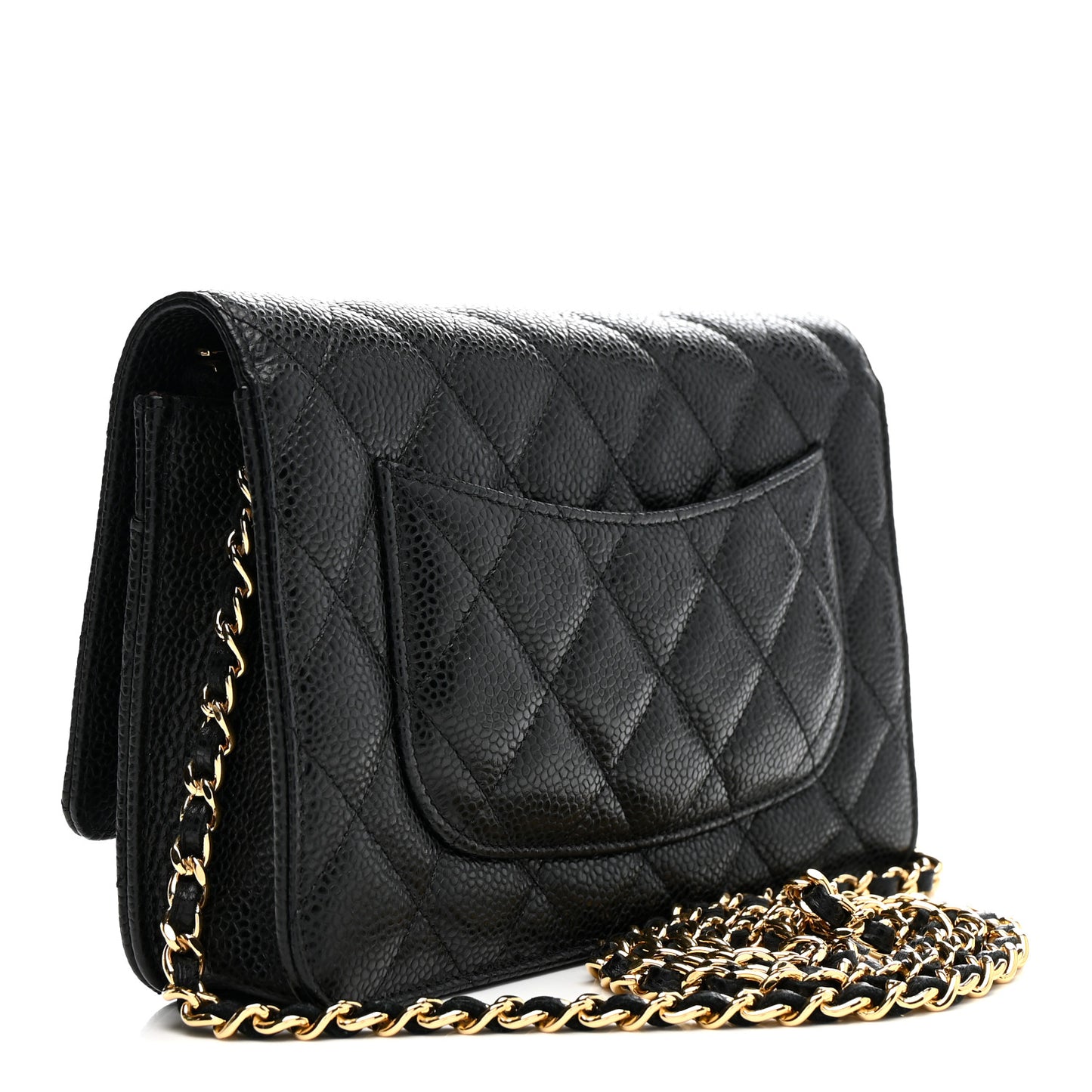Caviar Quilted Wallet on Chain WOC Black