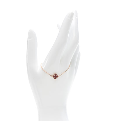 Van Cleef & Arpels 18K Rose Gold Carnelian Sweet Alhambra Bracelet 2 of 7