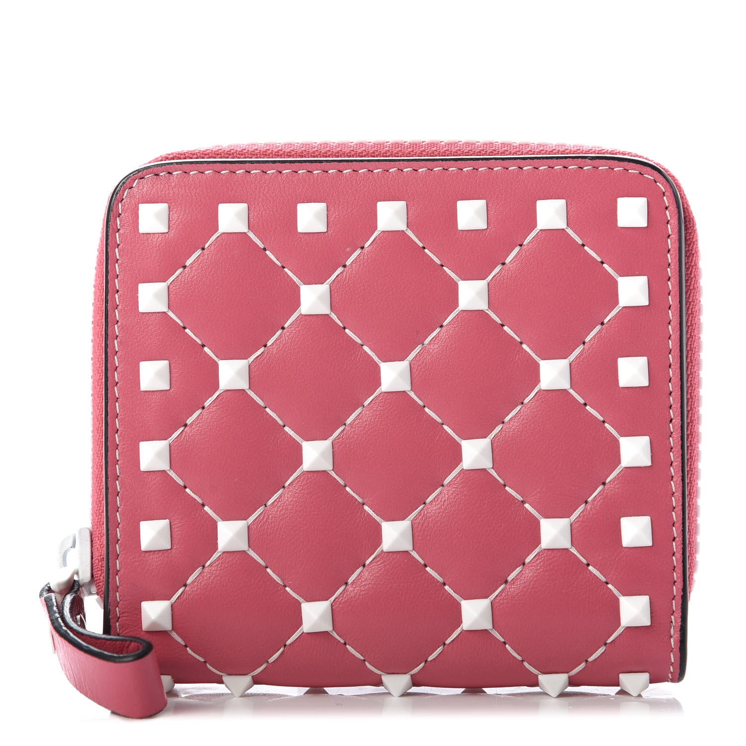 Valentino Garavani Lambskin Free Rockstud Spike Compact Zip Around Wallet Shadow Pink 1 of 9