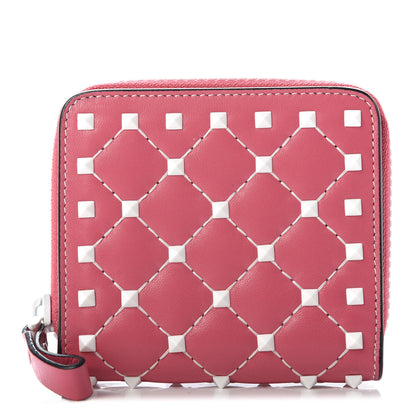 Valentino Garavani Lambskin Free Rockstud Spike Compact Zip Around Wallet Shadow Pink 1 of 9