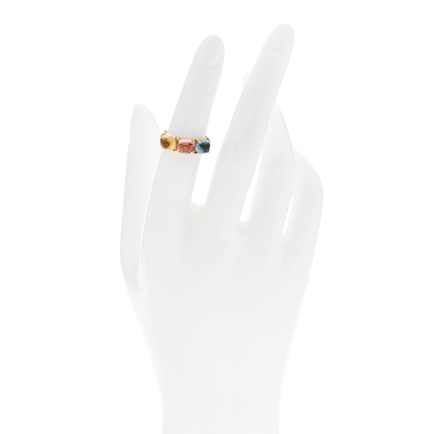 18K Yellow Gold Citrine Tourmaline Topaz Murano Trilogy Ring 49 4.75