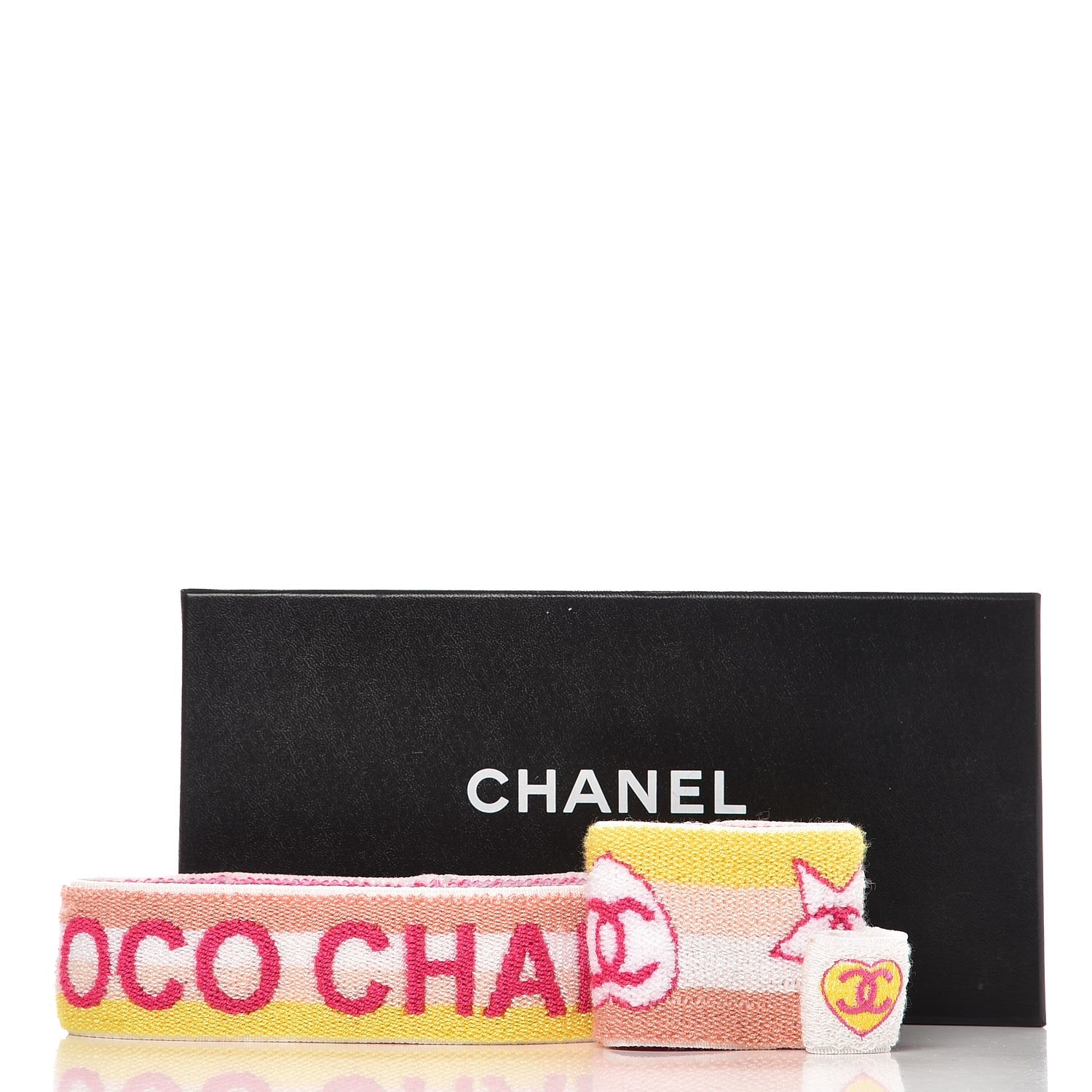 Chanel Knit Coco CC Headband Wristband Set Multicolor 261766