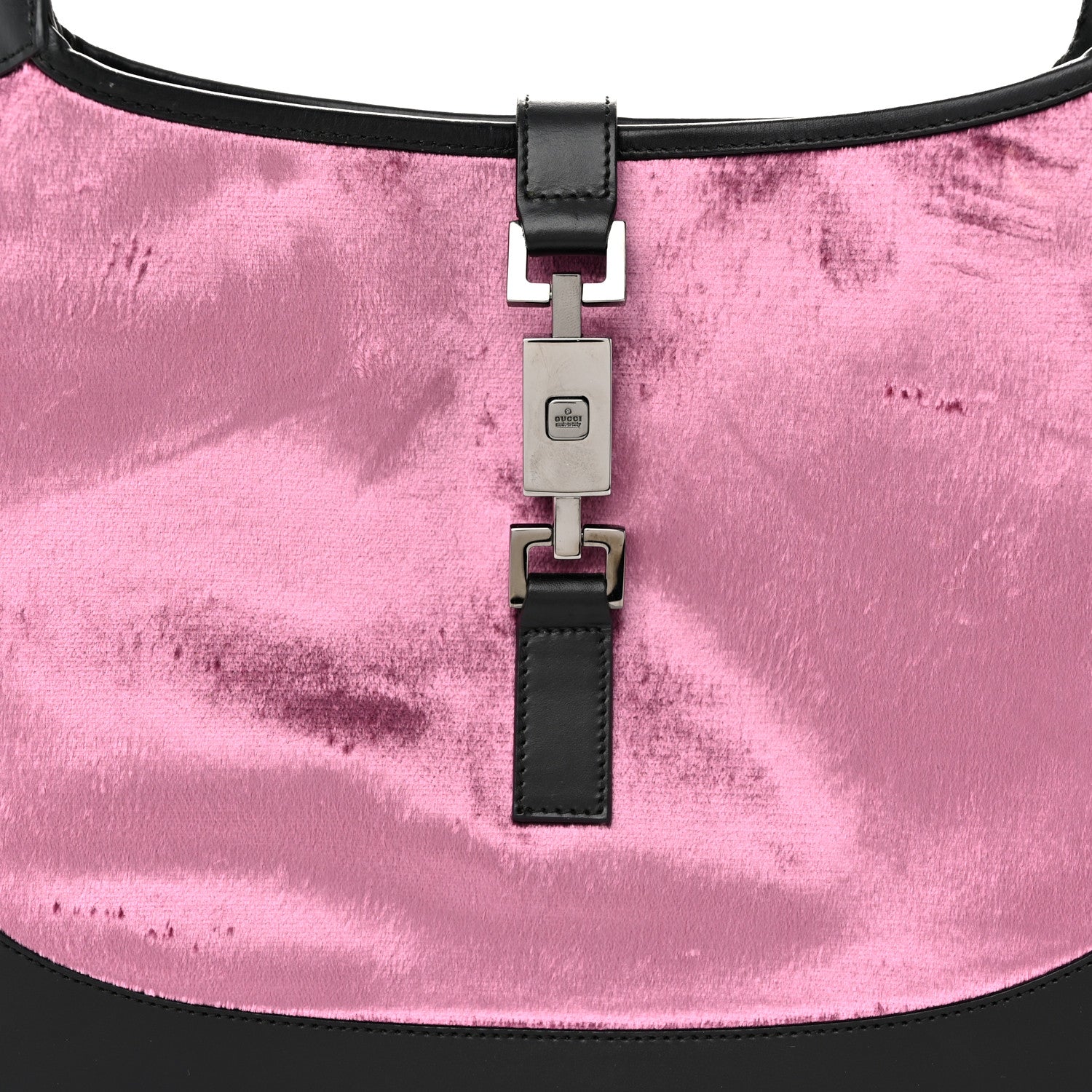 Gucci Velvet Calfskin Jackie O Hobo Pink Black 8 of 10