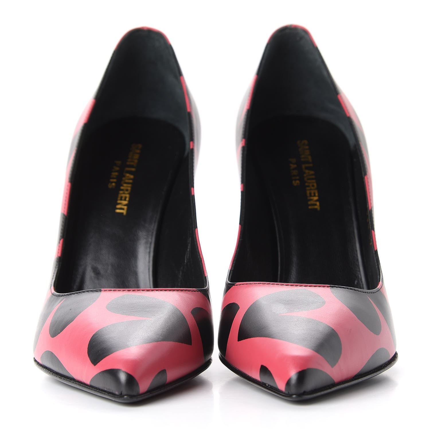 Saint Laurent Calfskin Big Heart Paris 105 Pumps 39 Rouge Black 3 of 11