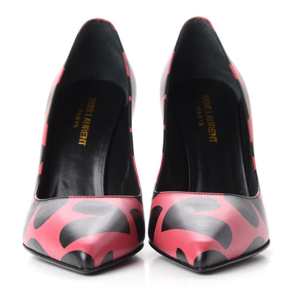 Saint Laurent Calfskin Big Heart Paris 105 Pumps 39 Rouge Black 3 of 11