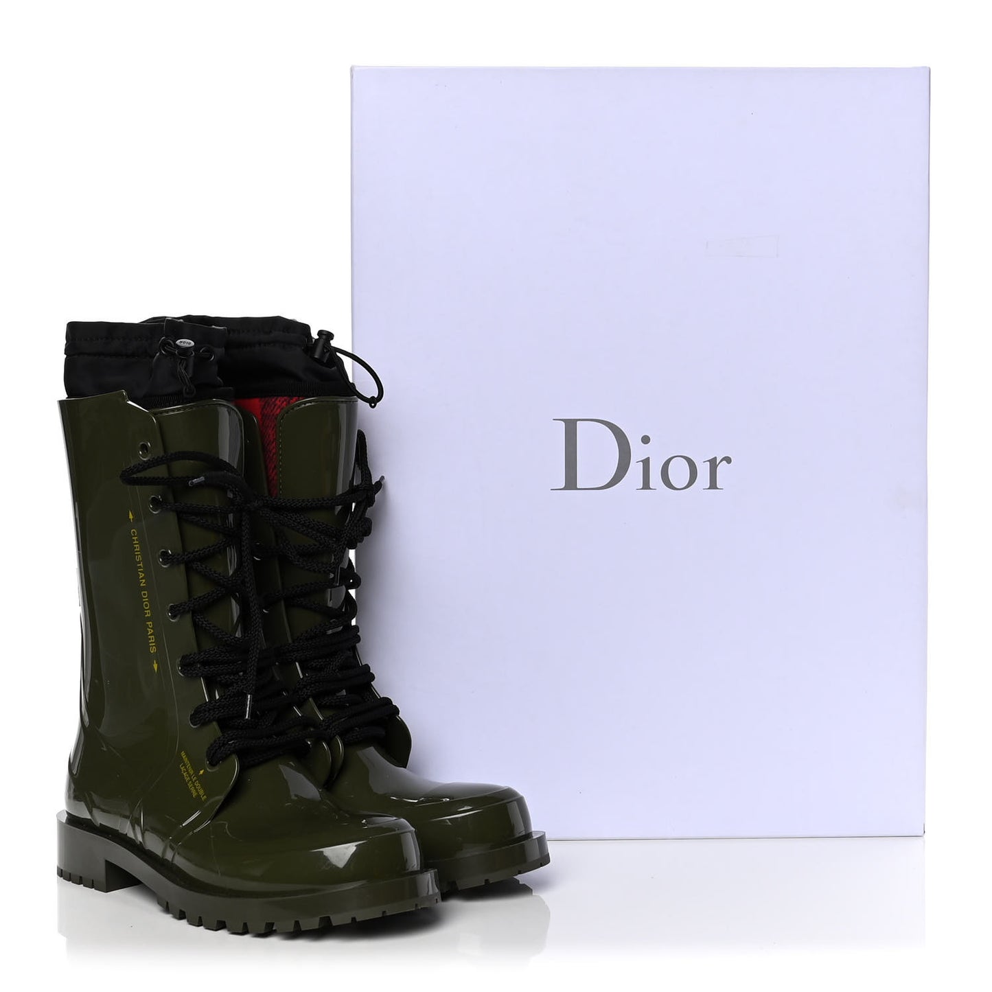 Shiny Rubber Diorcamp Low Boots 38 Military