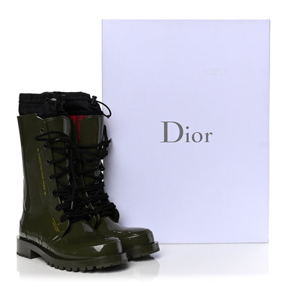 Christian Dior Shiny Rubber Diorcamp Low Boots 38 Military 12 of 12