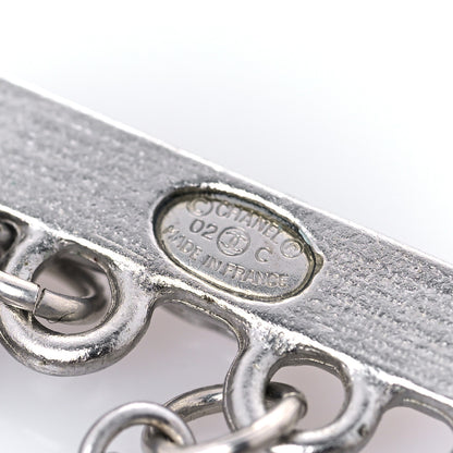 Chanel Crystal Chain Logo Brooch Silver 3 of 5