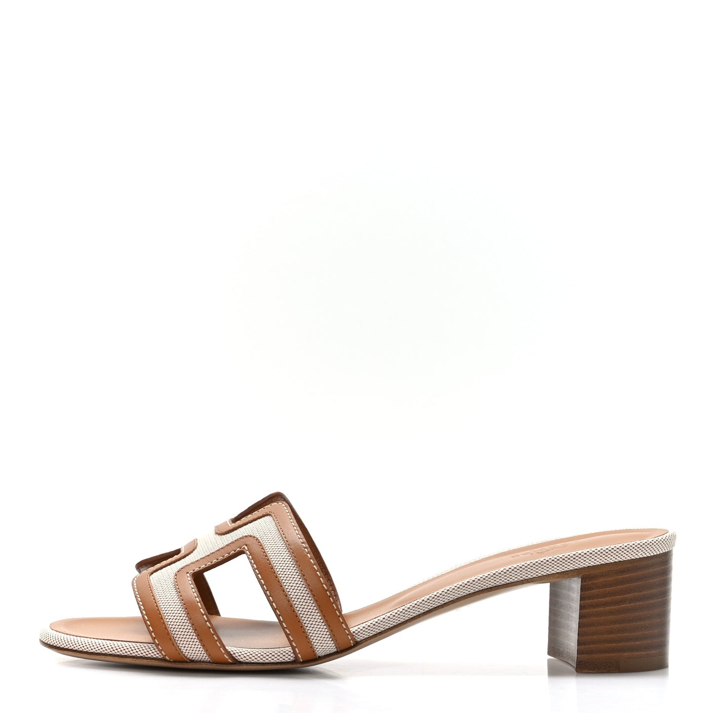 Calfskin Canvas Oasis Sandals 39 Noisette Beige Dore