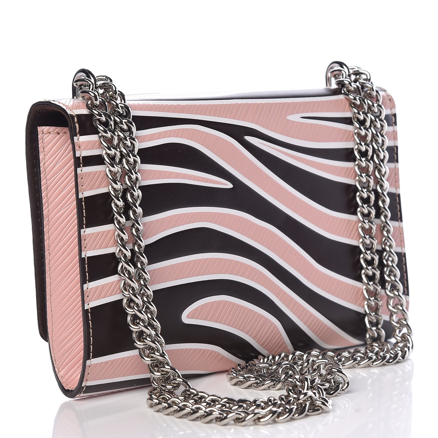 Calfskin Embossed Chain Louise MM Beige