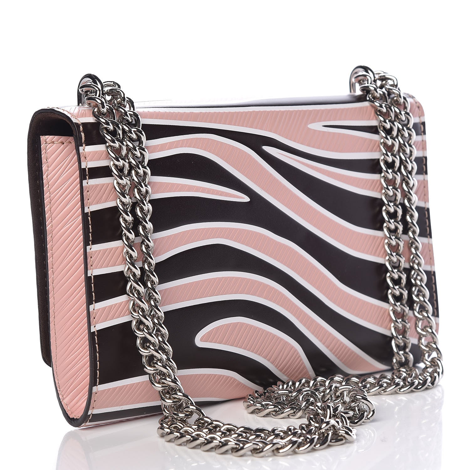 Louis Vuitton Calfskin Embossed Chain Louise MM Beige 3 of 11