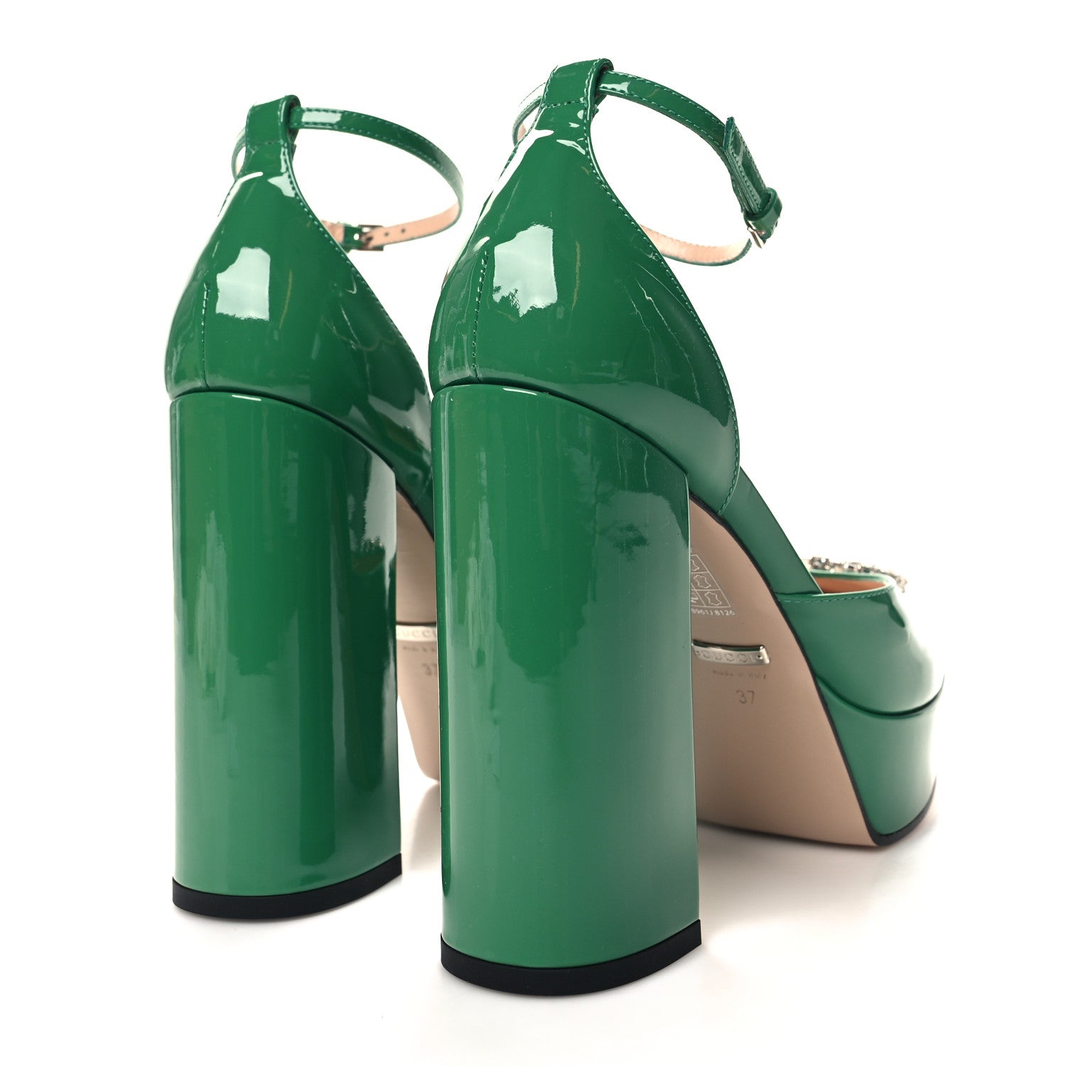 Gucci Vernice Crystal Double G Platform Pumps 37 New Shamrock 4 of 9