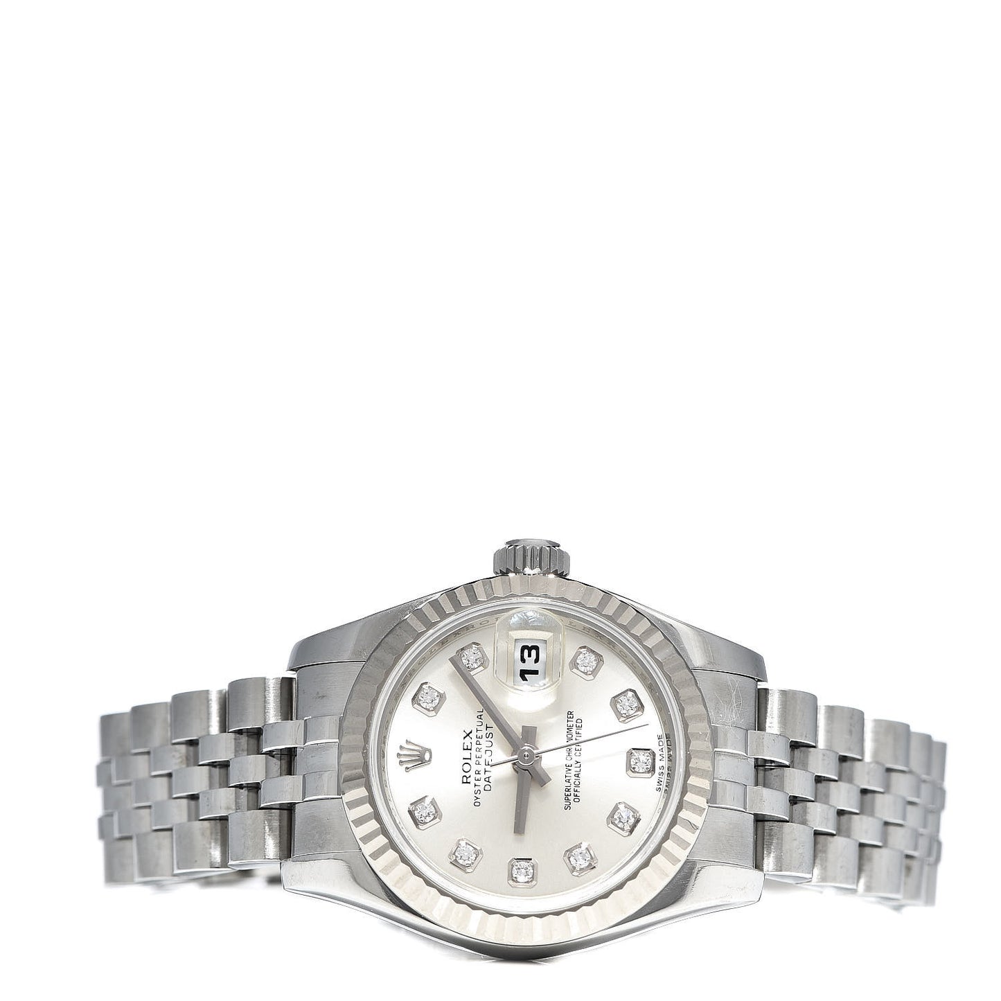 Stainless Steel 18K White Gold Diamond 26mm Oyster Perpetual Datejust Watch Silver 179174