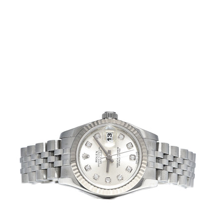 Rolex Stainless Steel 18K White Gold Diamond 26mm Oyster Perpetual Datejust Watch Silver 179174 3 of 7