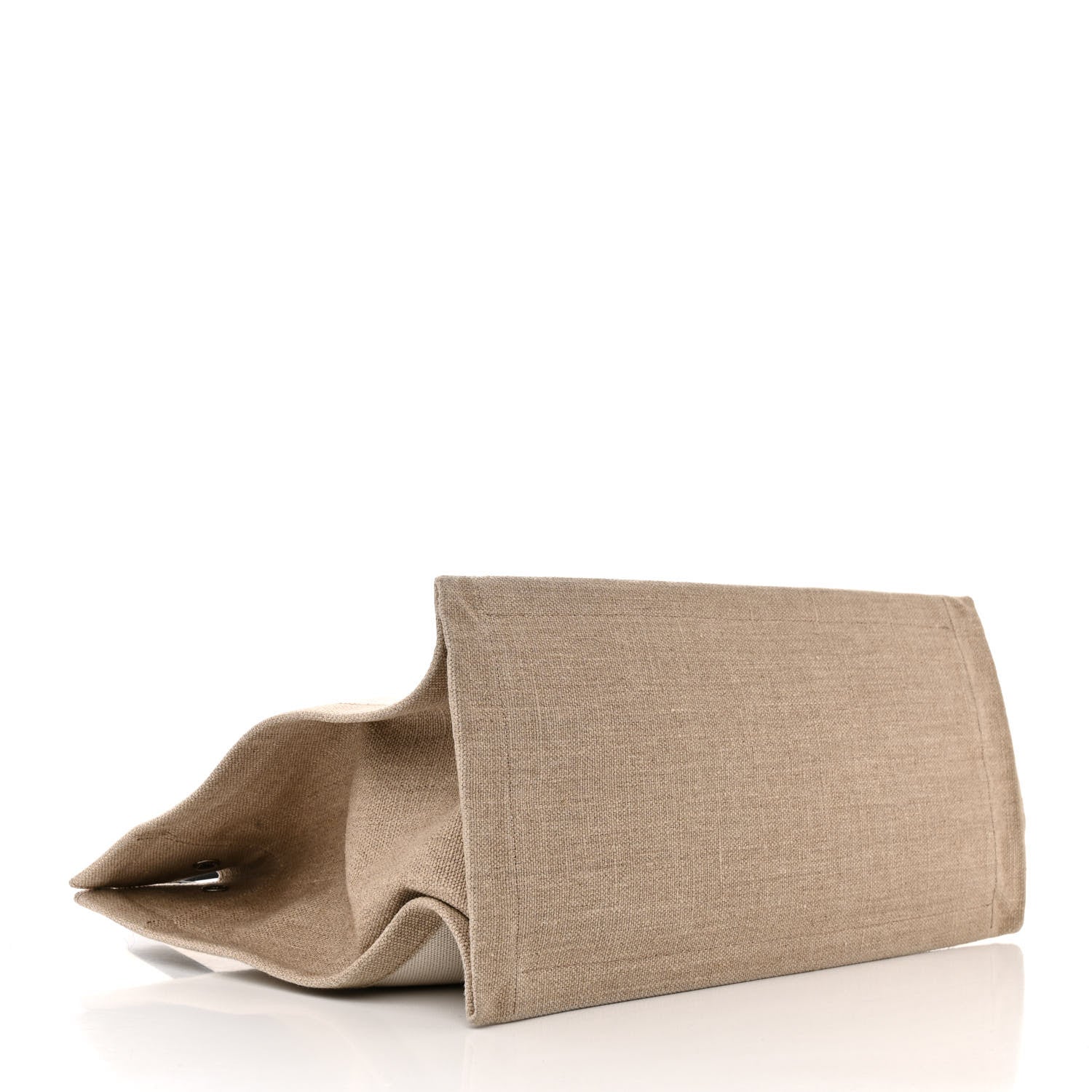 Saint Laurent Linen Calfskin Small Rive Gauche Tote Greggio Natural 4 of 10