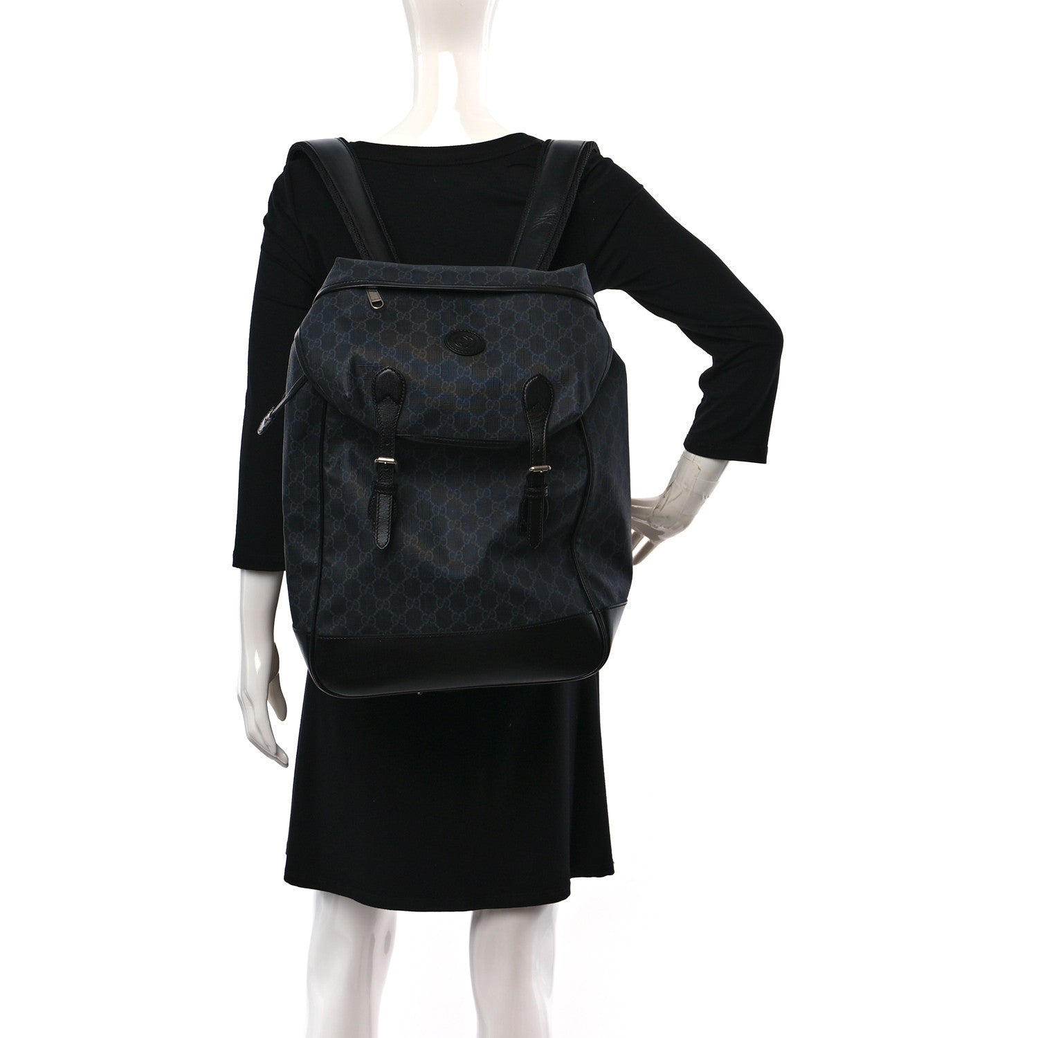 Gucci GG Supreme Monogram Azalea Calfskin Medium Retro Interlocking G Backpack Black 2 of 11