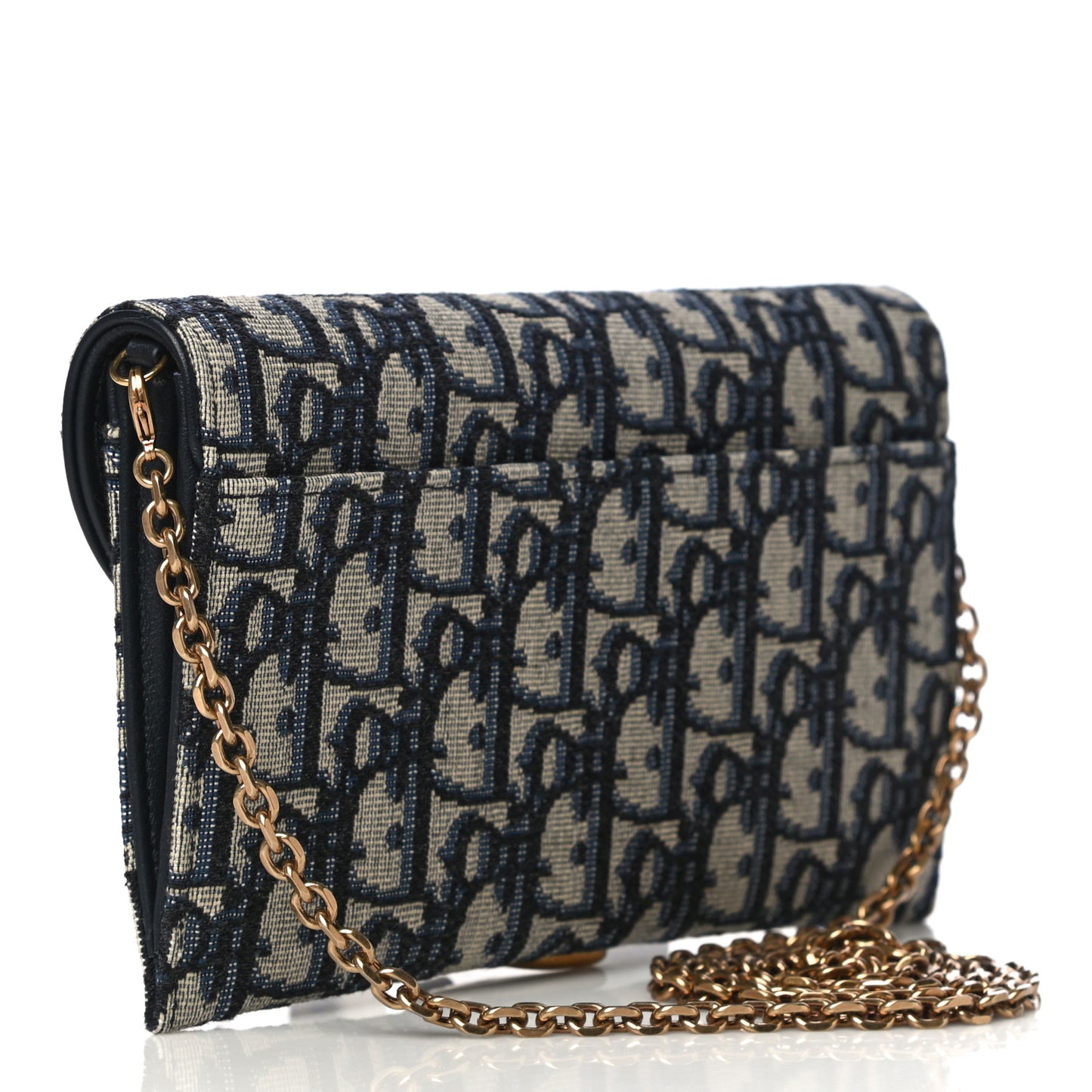 Oblique Saddle Chain Long Wallet Blue