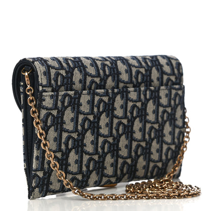 Christian Dior Oblique Saddle Chain Long Wallet Blue 5 of 17