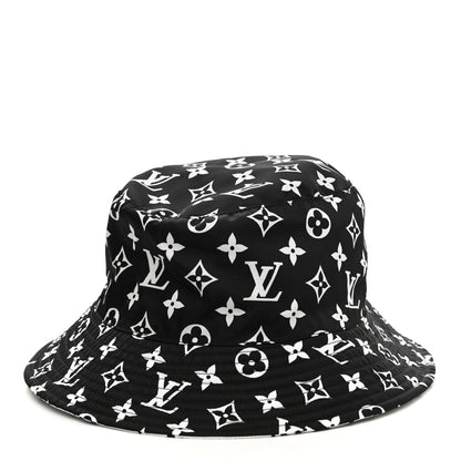Louis Vuitton Nylon Monogram Reversible Bob Bucket Hat M Black White 5 of 17