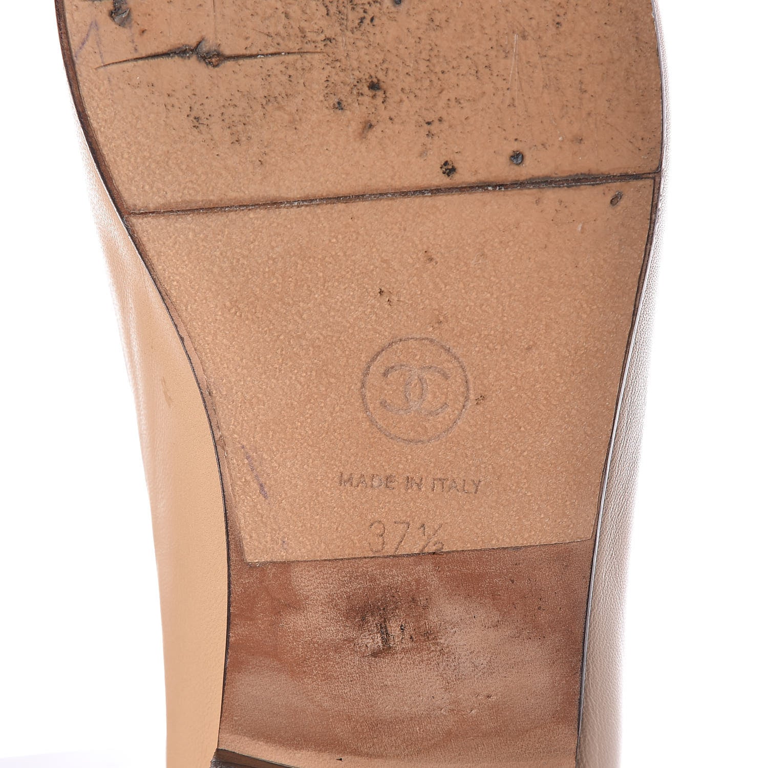 Chanel Lambskin CC Cap Toe Ballerina Flats 37.5 Beige Black 8 of 16