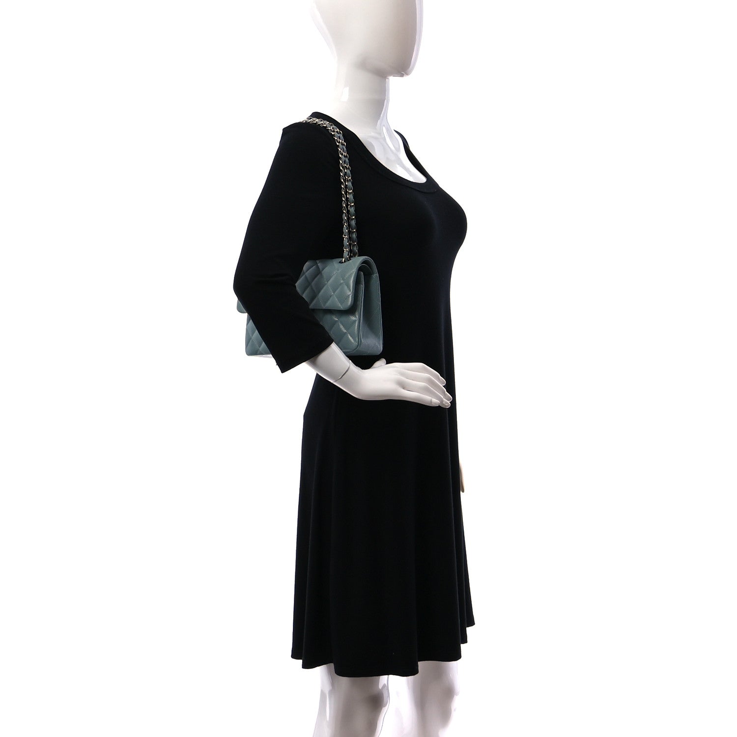 Chanel Caviar Quilted Small Double Flap Light Blue 2 of 10