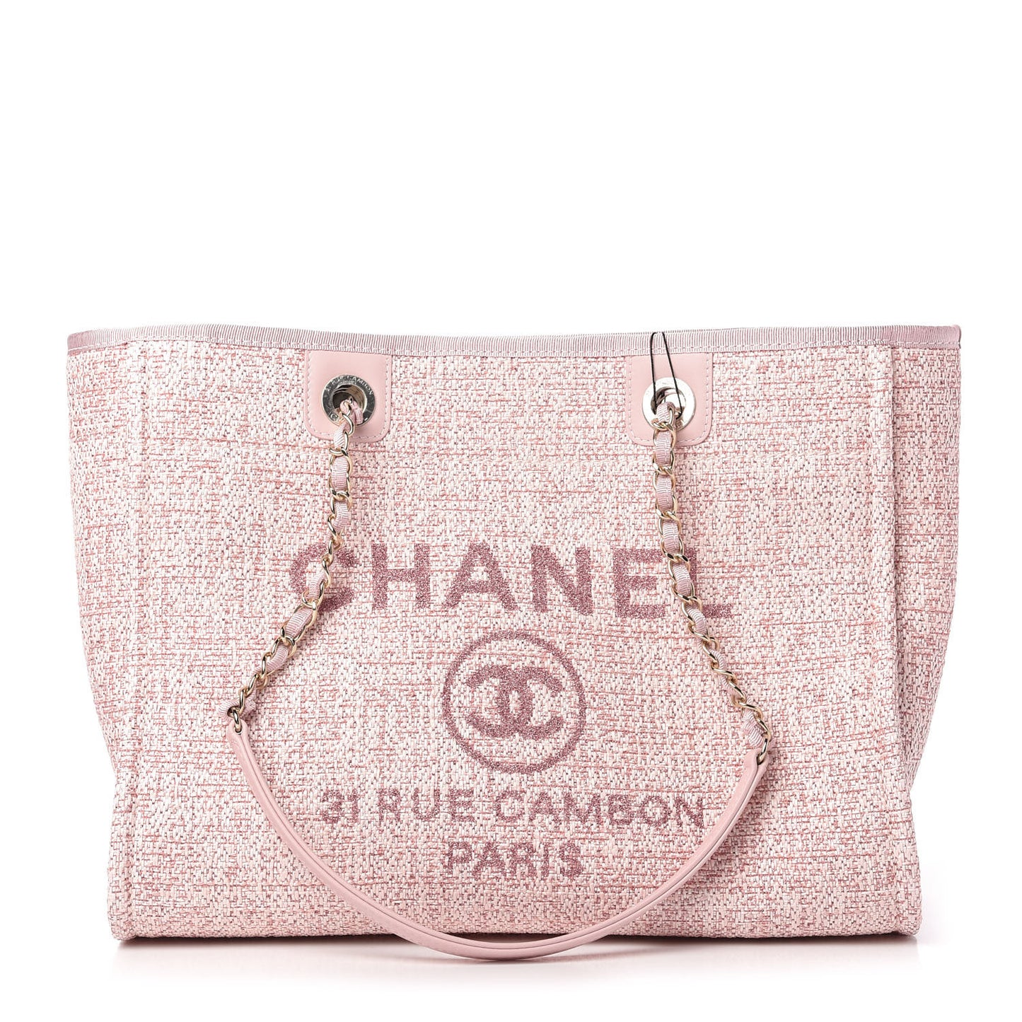 Lurex Boucle Small Deauville Tote Pink