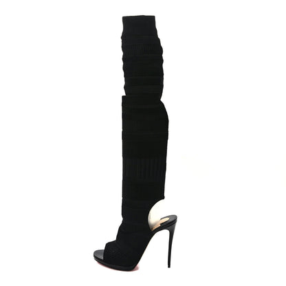 Christian Louboutin Maille Tricot Nappa Cheminetta 120 Tall Sock Boots 39 Black 1 of 6