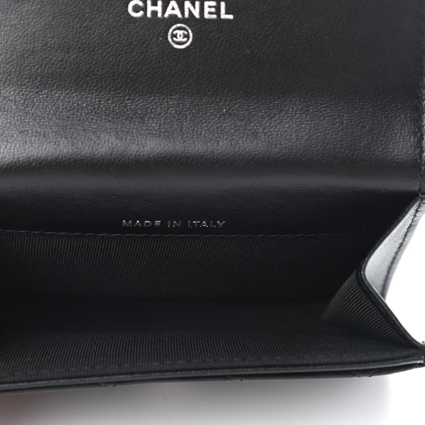 Lambskin Quilted Flap Card Holder Wallet So Black