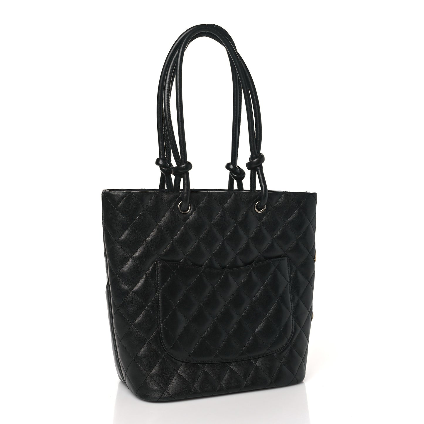 Calfskin Quilted Medium Cambon Tote Black White