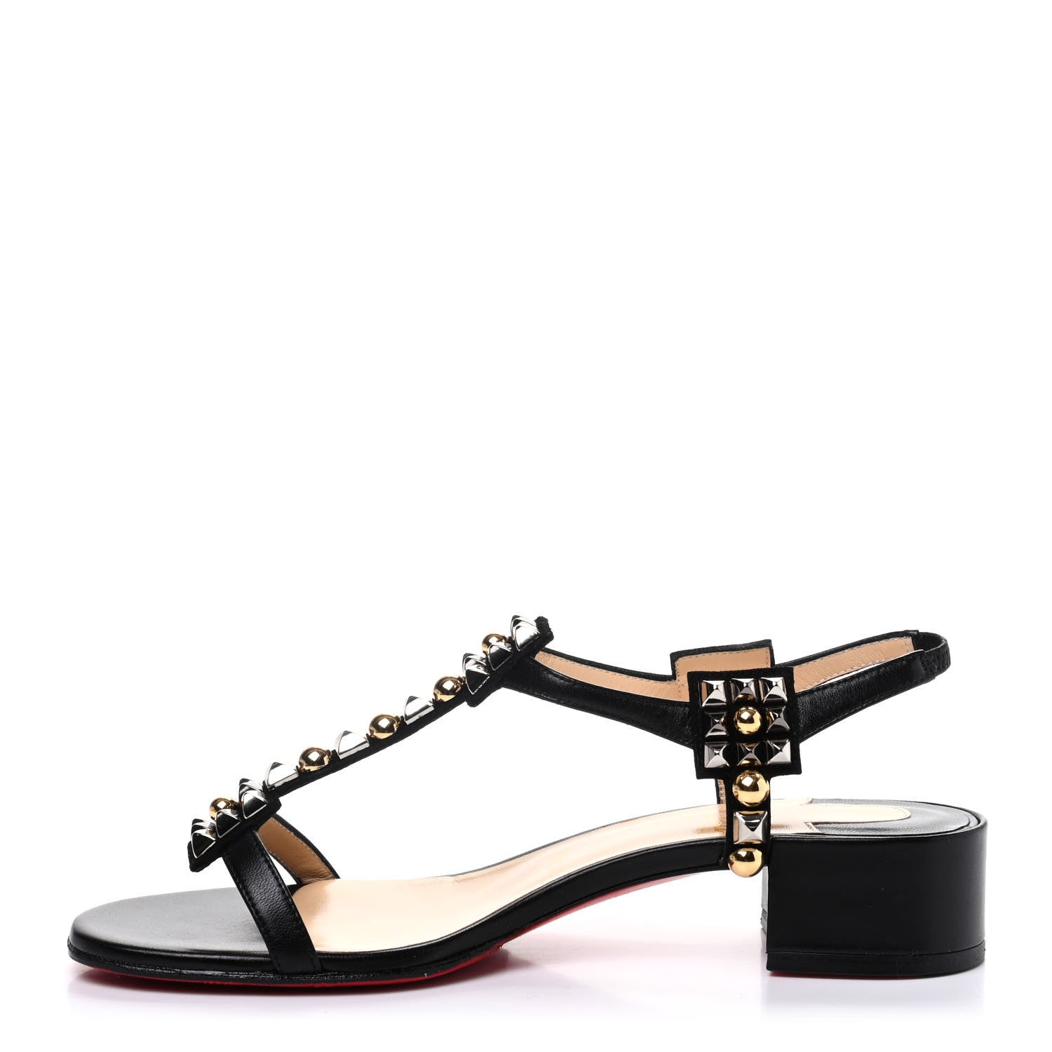 Christian Louboutin Nappa Kaleidra 25 T-Strap Sandals 39 Black 1 of 15