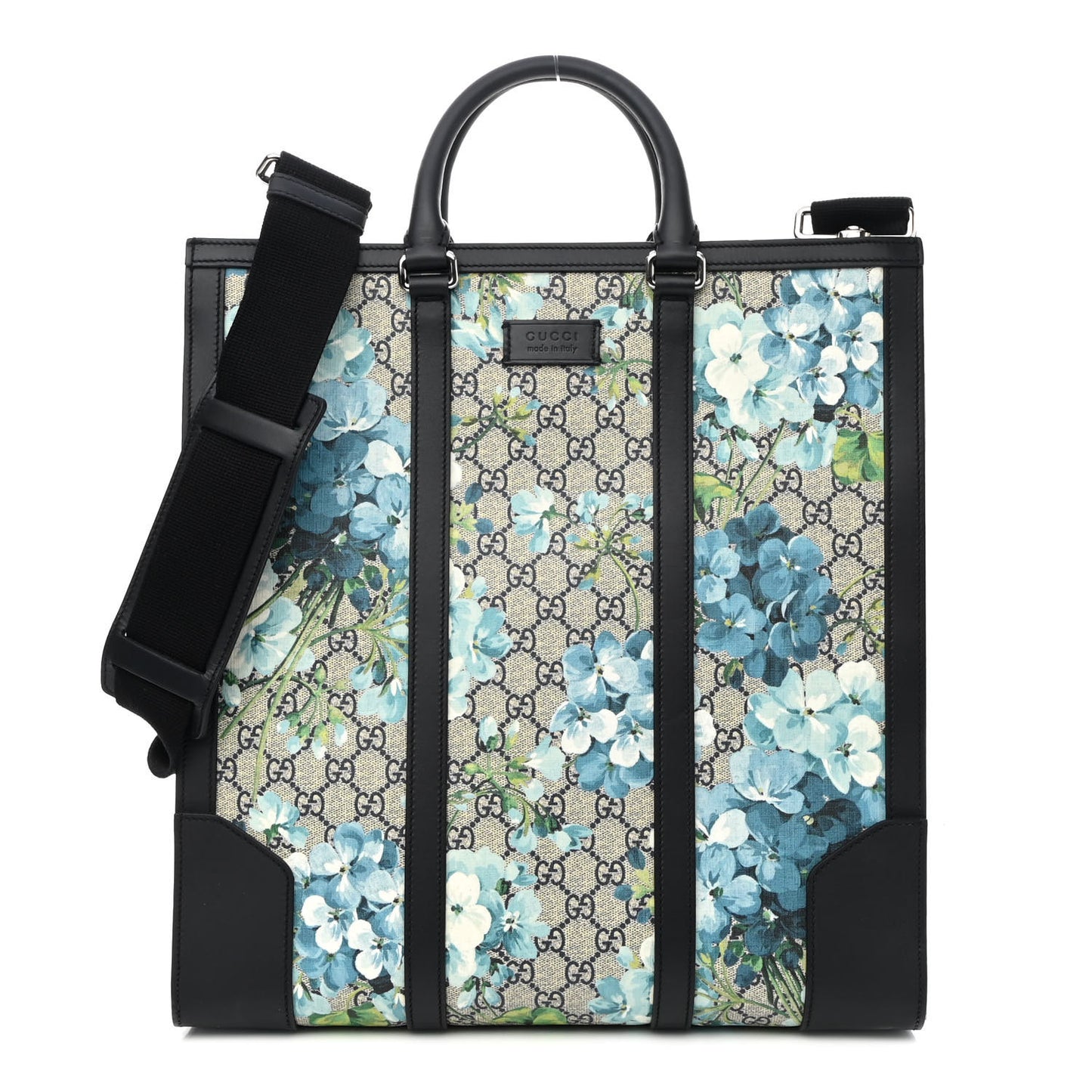 GG Supreme Monogram Blooms Vertical Tote Blue