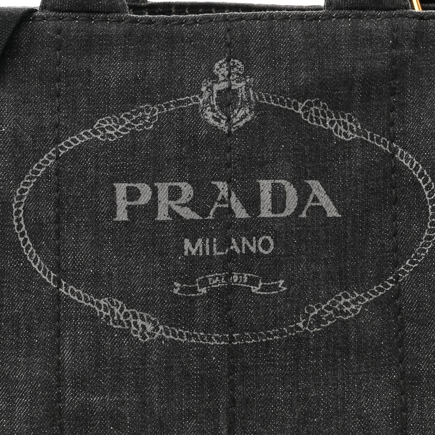 Prada Denim Small Logo Tote Black 8 of 10