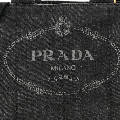 Prada Denim Small Logo Tote Black 8 of 10
